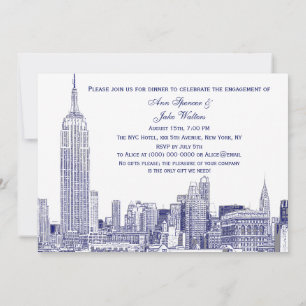 NYC Skyline 01 Etchd DIY BG Engagement Party Blue Invitation