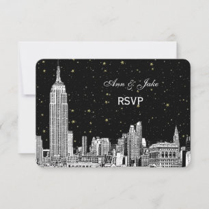 NYC Skyline 01 Etchd Starry DIY BG Color RSVP #2 Card