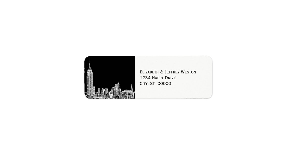NYC Skyline 01 Etched DIY BG Address Label Zazzle