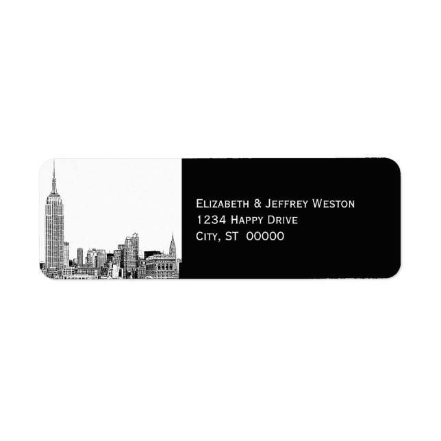 NYC Skyline 01 Etched DIY BG Address Label (Front)