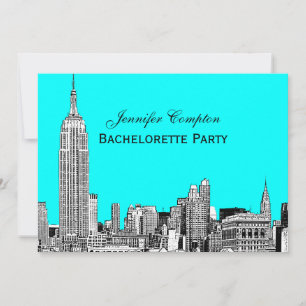 NYC Skyline 01 Etched DIY BG Color Bachelorette Invitation