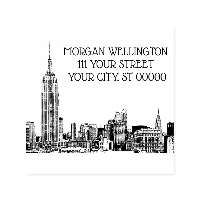 NYC Skyline 01 Etched Rubber Stamp Zazzle