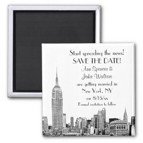 NYC Skyline 01 Etched Save the Date Magnet
