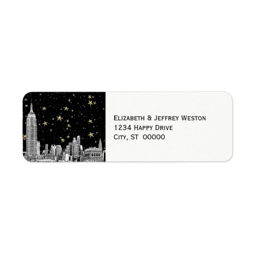 NYC Skyline 01 Etched Starry DIY BG Address Label