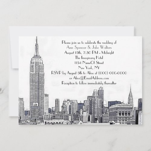 NYC Skyline 01 Etched Wedding Invite 2