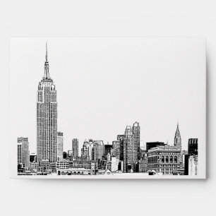 NYC Skyline 01 Etched White A7 5x7 Envelope