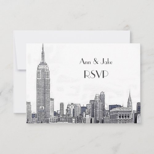 NYC Skyline 01 Etched White RSVP 2