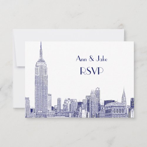 NYC Skyline 01 Etched White RSVP 2 Blue
