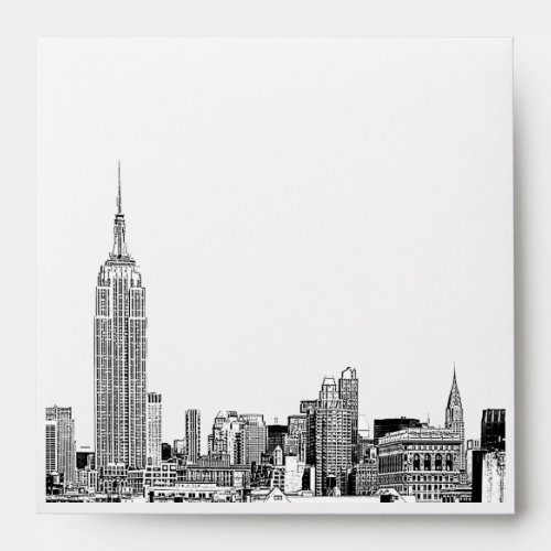 NYC Skyline 01 Etched White Square Envelope