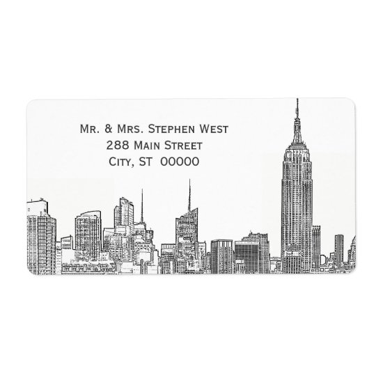 NYC Skyline 01A Etched Address Label