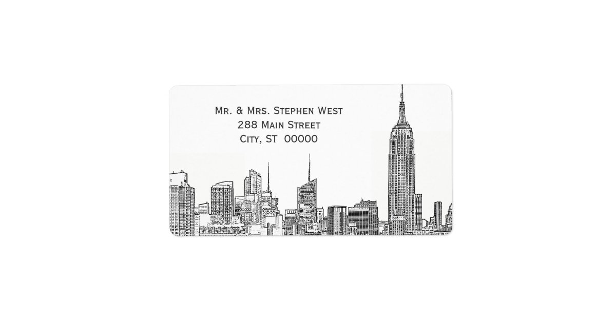 NYC Skyline 01A Etched Address Label Zazzle