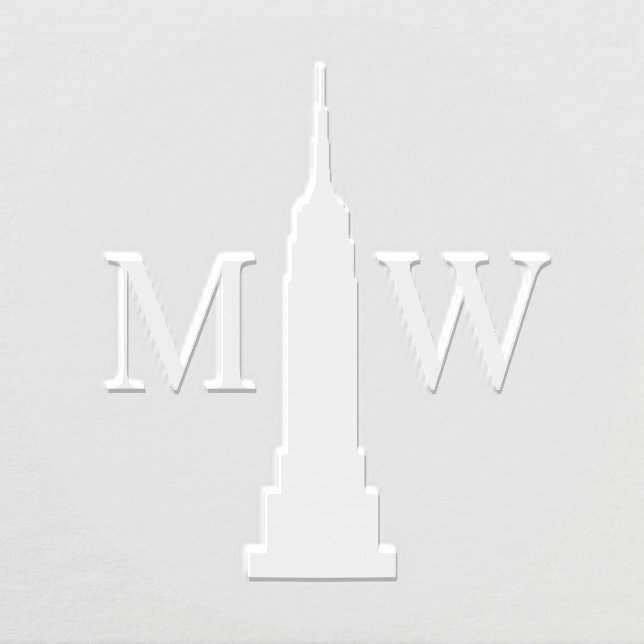 NYC Skyline Art Deco ESB Couple 2 Initial Monogram Embosser (Design)
