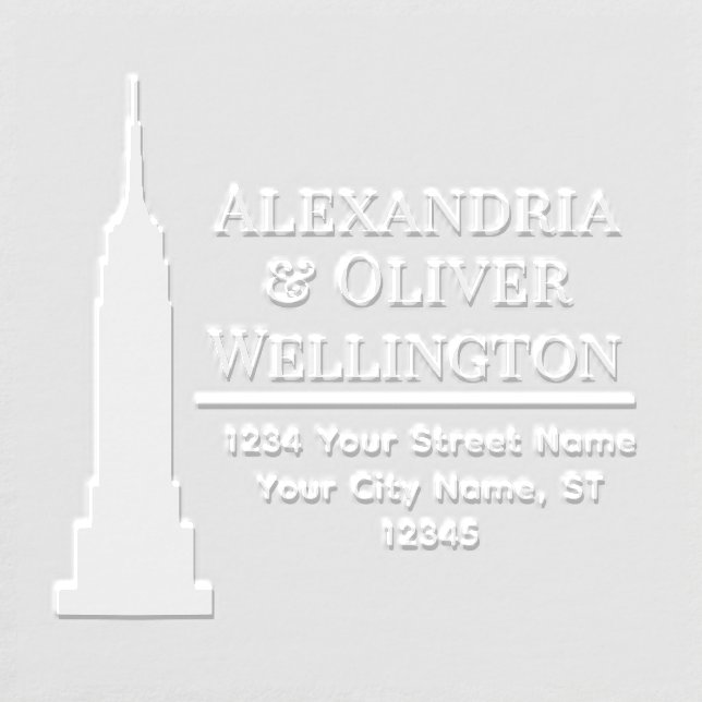 NYC Skyline Art Deco ESB Couple Name Address Embosser (Design)