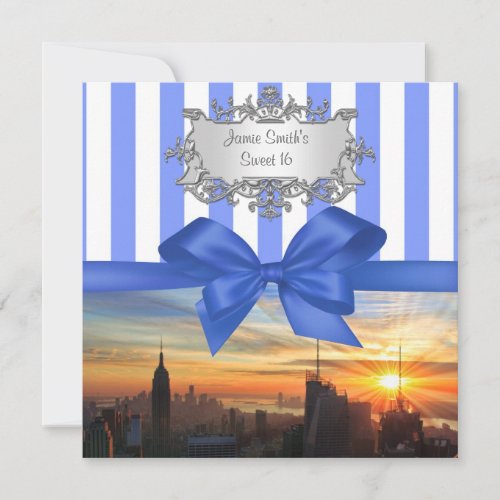 NYC Skyline at Sunset Sweet 16 Party Invitation