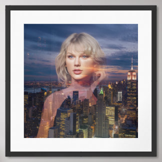 NYC skyline backdrop and a movie star Framed Art