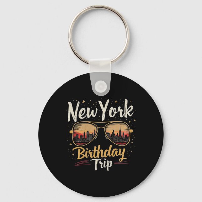 Nyc Skyline Birthday New York Trip Celebration Des Keychain (Front)