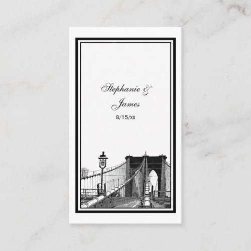 NYC Skyline Bklyn Bridge #2 Etched Escort Cards Business Cards