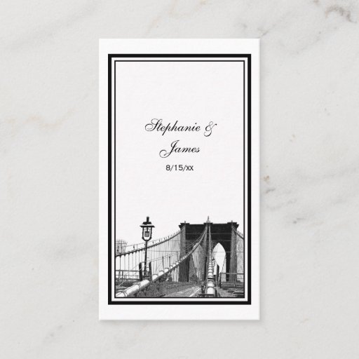 Customizable NYC Skyline Bklyn Bridge #2 Etched Escort Cards Business Cards