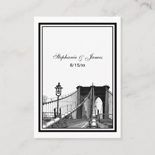 NYC Skyline Bklyn Bridge #2 Etched Place Cards #2 (Front)