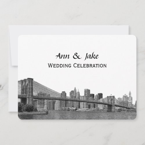 NYC Skyline Bklyn Bridge Etched 2H Wedding Invitation