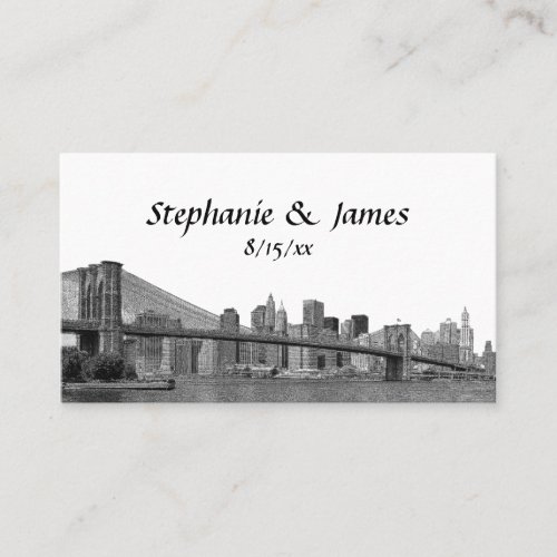 NYC Skyline Bklyn Bridge Etched Place Cards Business Card