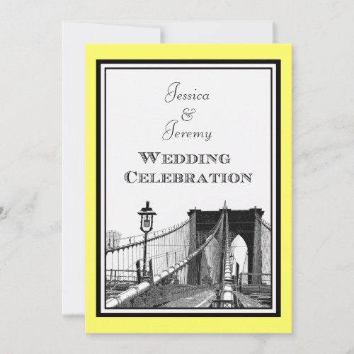 NYC Skyline Brooklyn Bridge #1 Etched Wedding Announcement