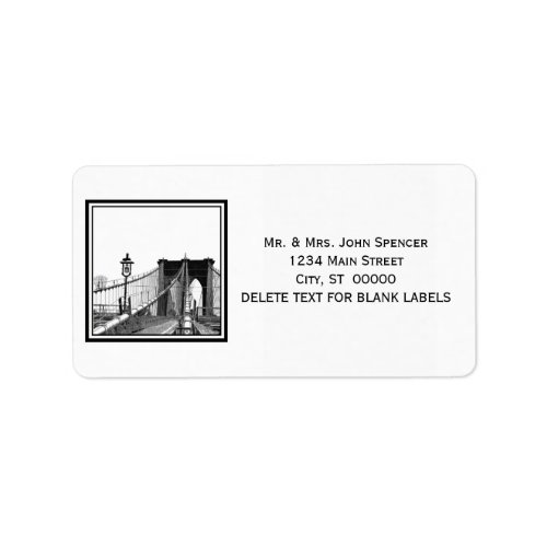 NYC Skyline Brooklyn Bridge 2 Address Label