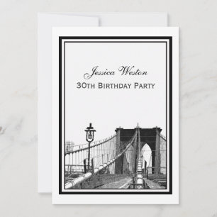 NYC Skyline Brooklyn Bridge #2 Birthday Party Invitation
