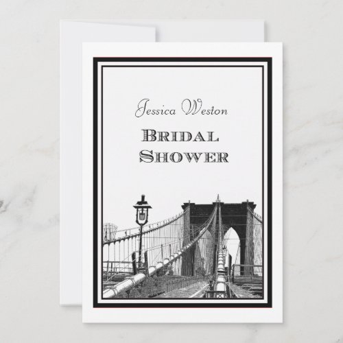 NYC Skyline Brooklyn Bridge #2 DIY Bridal Showr Personalized Invitations
