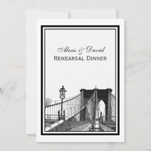 NYC Skyline Brooklyn Bridge #2 Rehearsal Dinner Invitation