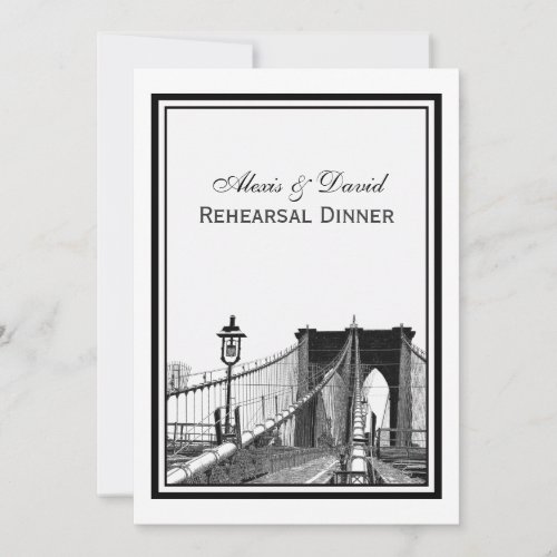 NYC Skyline Brooklyn Bridge 2 Rehearsal Dinner Invitation