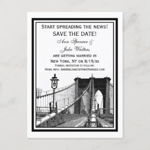NYC Skyline Brooklyn Bridge #2 Save the Date Announcement Postcard