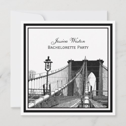 NYC Skyline Brooklyn Bridge 2 SQ Bachelorette Invitation