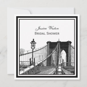NYC Skyline Brooklyn Bridge #2 SQ Bridal Shower Invitation