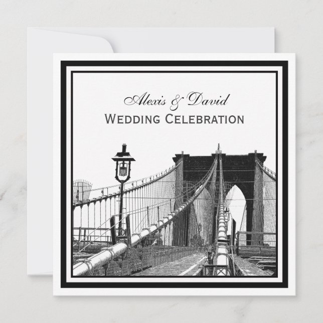 NYC Skyline Brooklyn Bridge #2 SQ Wedding Invitation (Front)