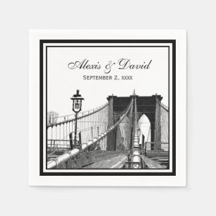 NYC Skyline Brooklyn Bridge #2 SQ Wedding Paper Napkins