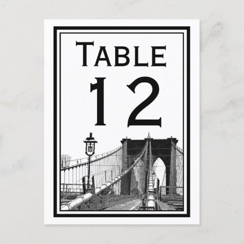 NYC Skyline Brooklyn Bridge 2 Table Number Card