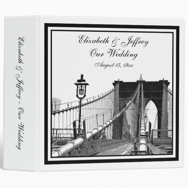 NYC Skyline Brooklyn Bridge #2 Wedding Binder (Front/Spine)