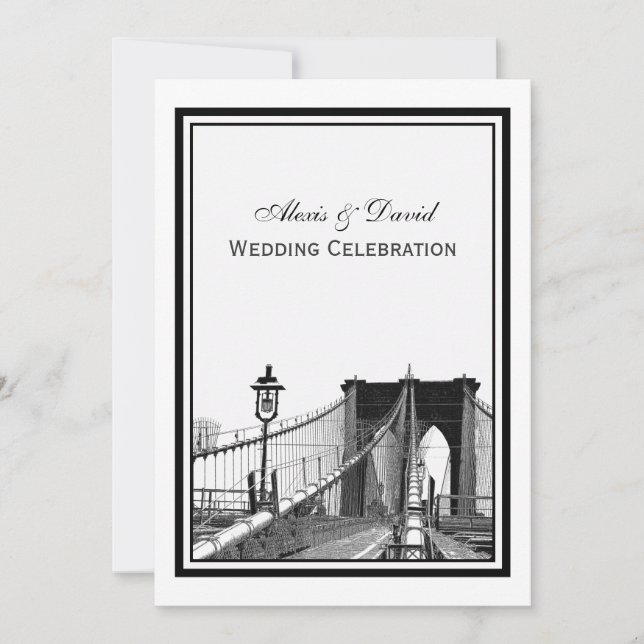 NYC Skyline Brooklyn Bridge #2 Wedding Invitation (Front)