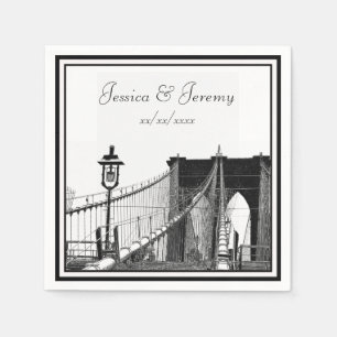 NYC Skyline Brooklyn Bridge #2 Wedding Paper Napkins
