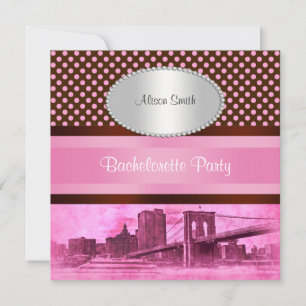 NYC Skyline Brooklyn Bridge Boat 3 Bachelorette Invitation