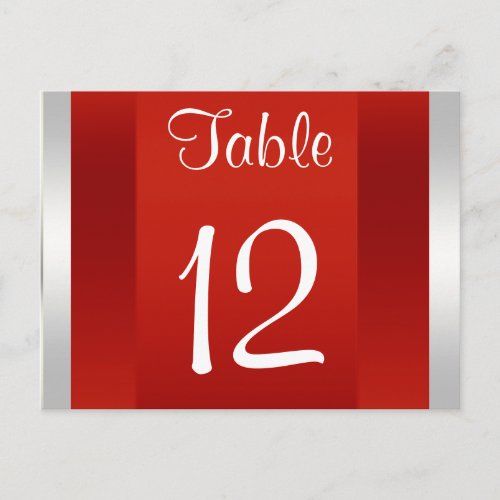 NYC Skyline BW 05 White Red Table Number Card