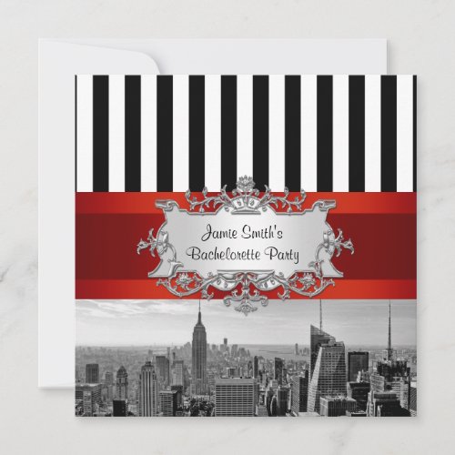 NYC Skyline BW B2 Bachelorette Party Invitation