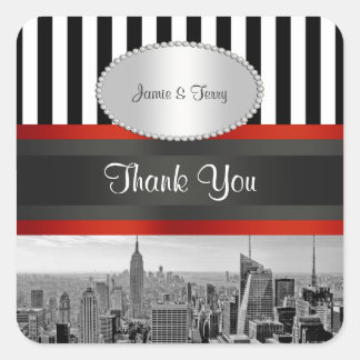 NYC Skyline BW ESB Black White Stripe P Favor Tags