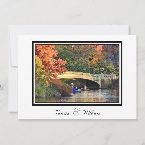 NYC Skyline Central Park Bow Bridge Wedding Invite