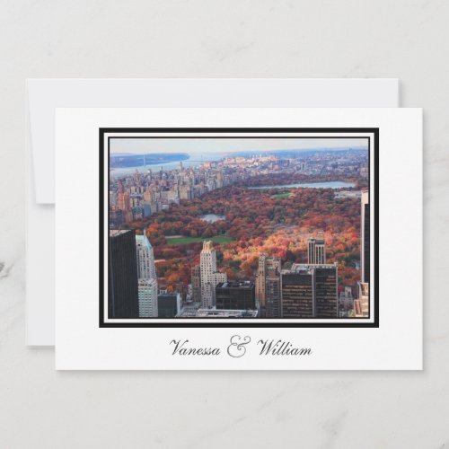 NYC Skyline Central Park From Above Wedding Invite