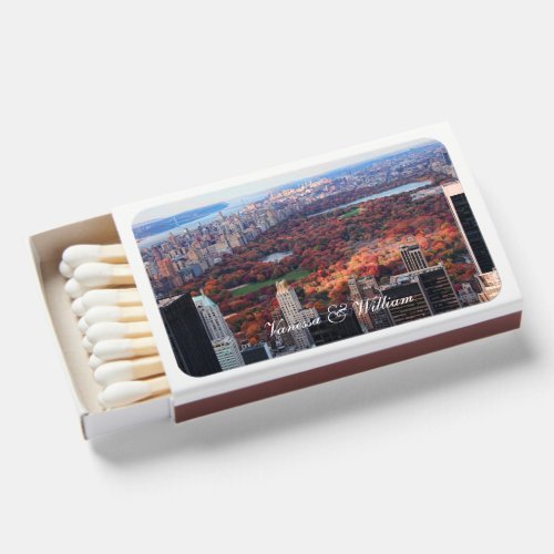 NYC Skyline Central Park From Above Wedding Matchboxes