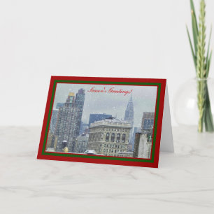 NYC Skyline Chrysler Bldg Flatiron Snow Xmas #2 Holiday Card