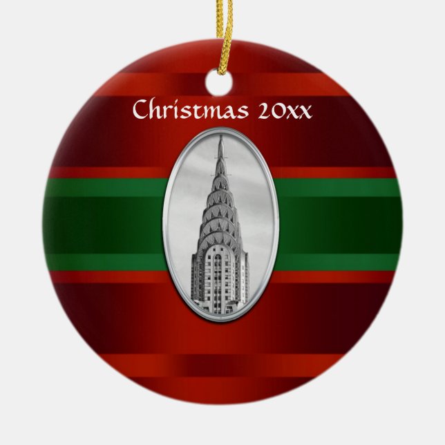 NYC Skyline: Chrysler Building Xmas #3 Ceramic Ornament (Front)