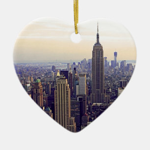 NYC skyline Emp St Building, WTC 4 Ceramic Ornament